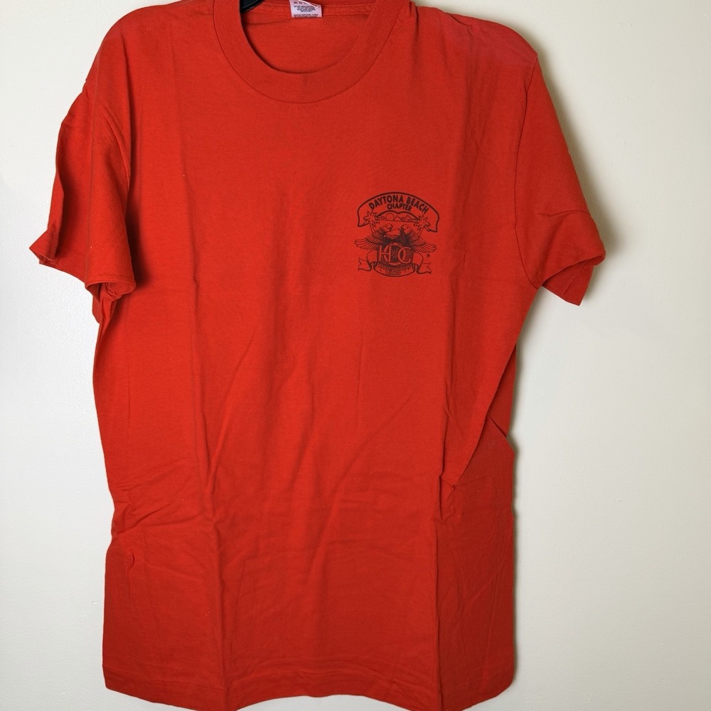 Vintage 1980s Harley Davidson Owners Group Daytona Beach Chapter Henley T Shirt